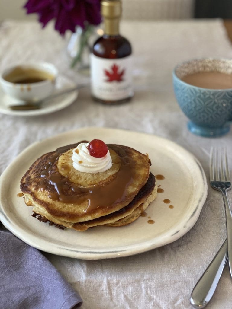Upside down Pineapple Pancakes with Maple Caramel Sauce Pure Maple Syrup