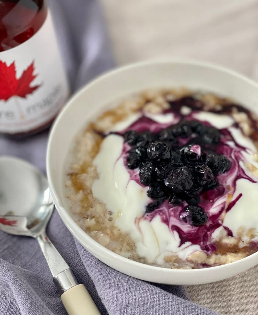 Porridge with Blueberry Compote, Yoghurt and Maple Pure Maple