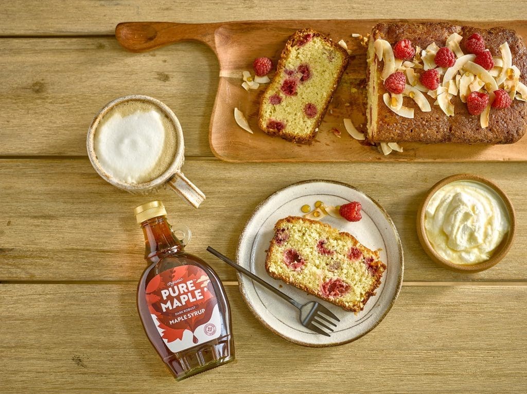 Pure Maple Syrup Raspberry and Coconut Loaf Cake